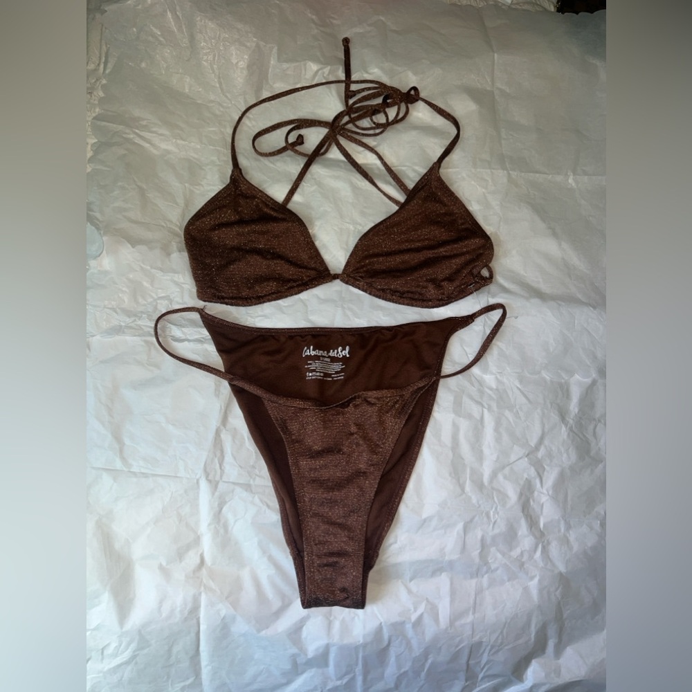 Brown Glitter String Bikini